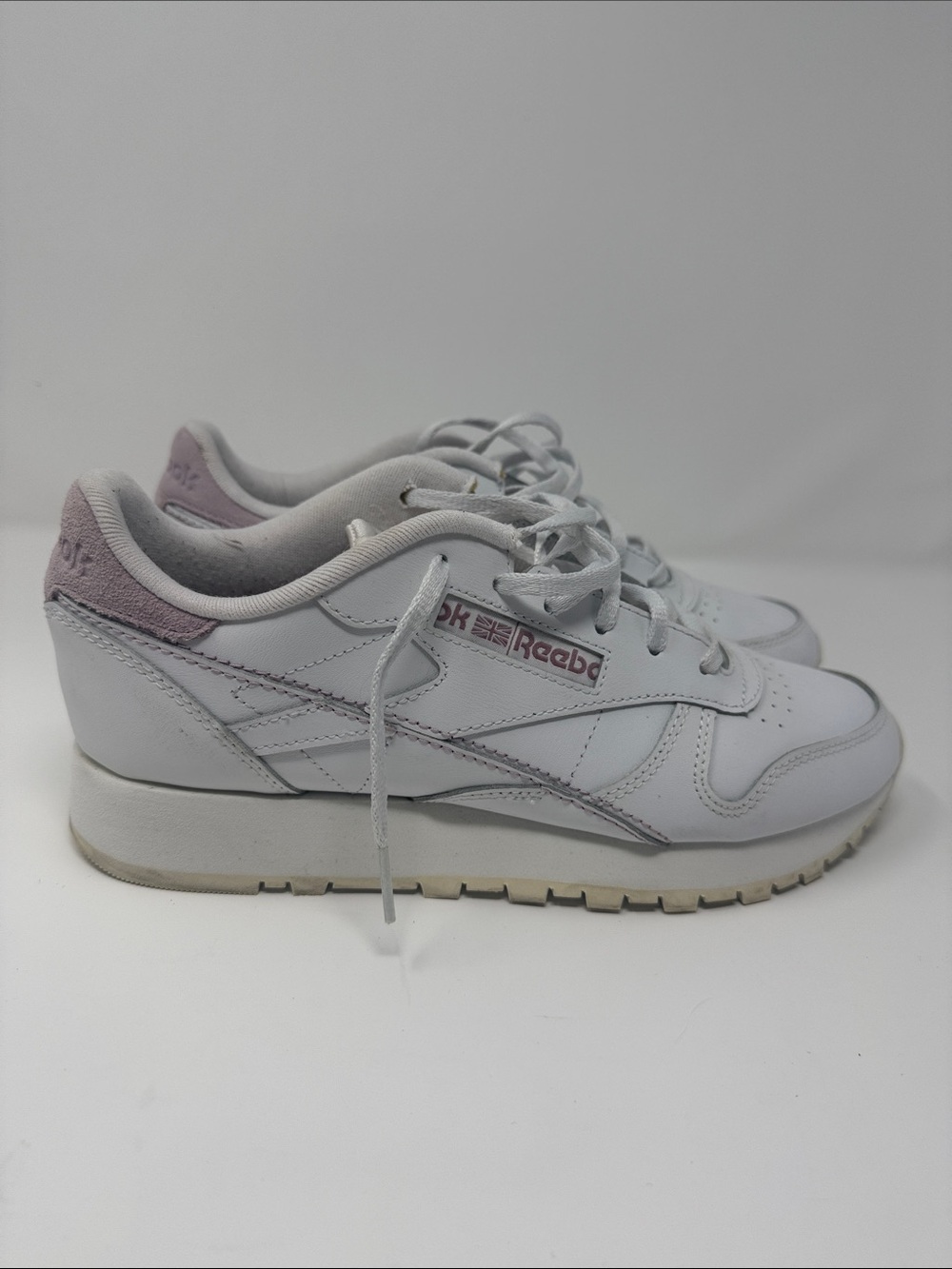 Reebok Women's White Sneakers with Light Pink Accents